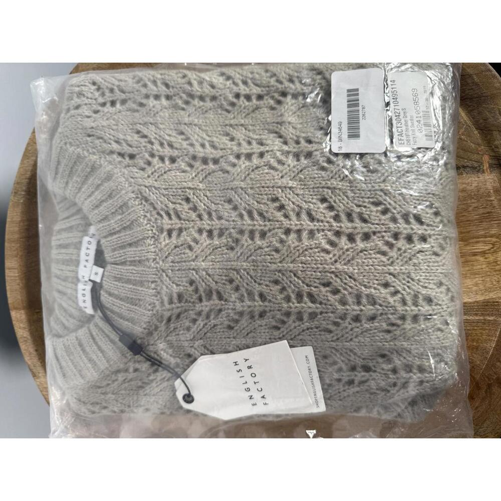 NWT English Factory Fuzzy Knit Sweater Heather Gray Size S - Picture 2 of 5
